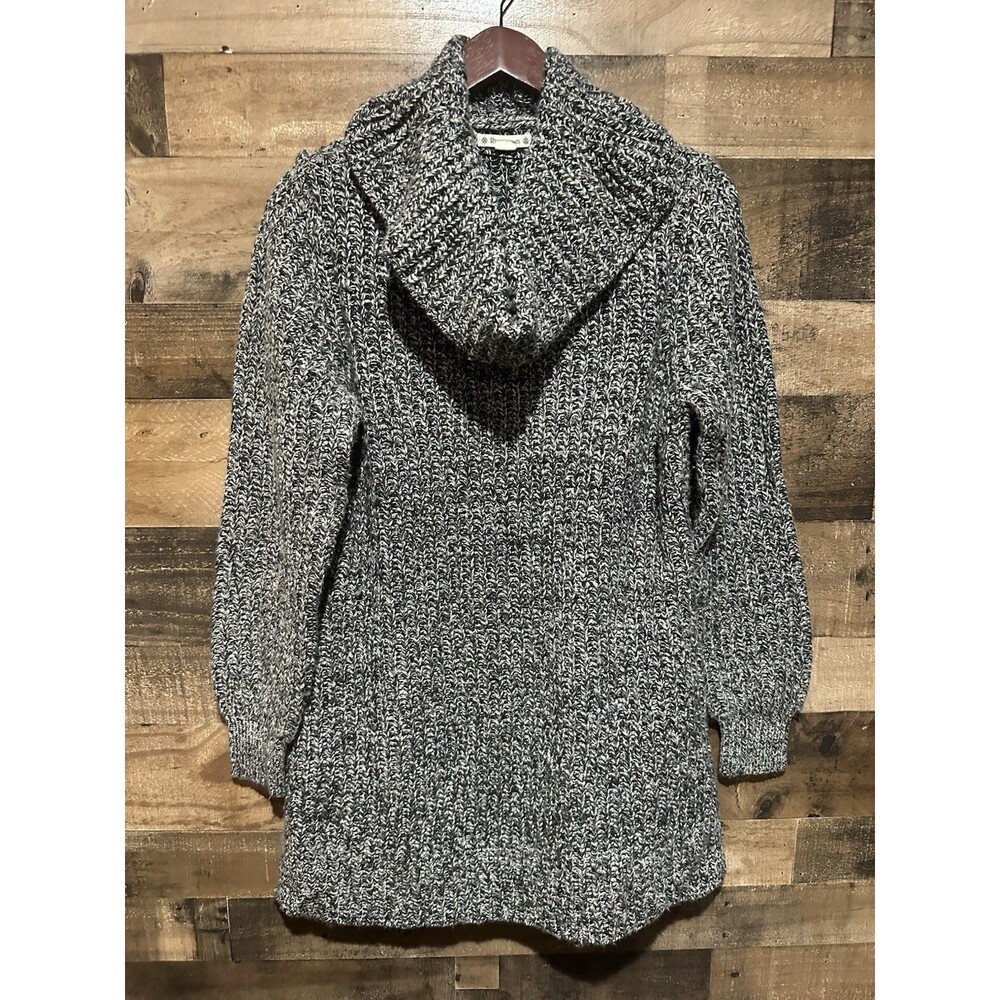 Ruff Hewn Womens Cowl Tunic Dress Sweater Black Gray Large